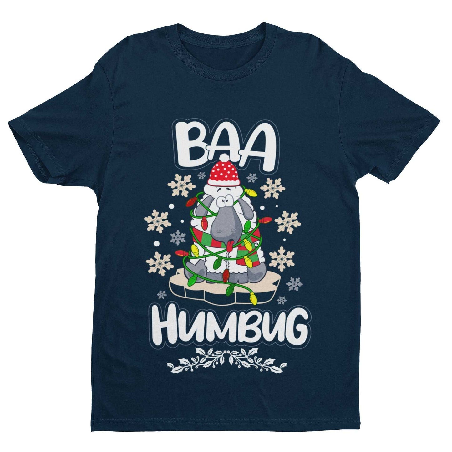 Funny Christmas T-Shirt Baa Humbug Bah Parody Scrooge Sheep joke Gift Dad T-Shirt