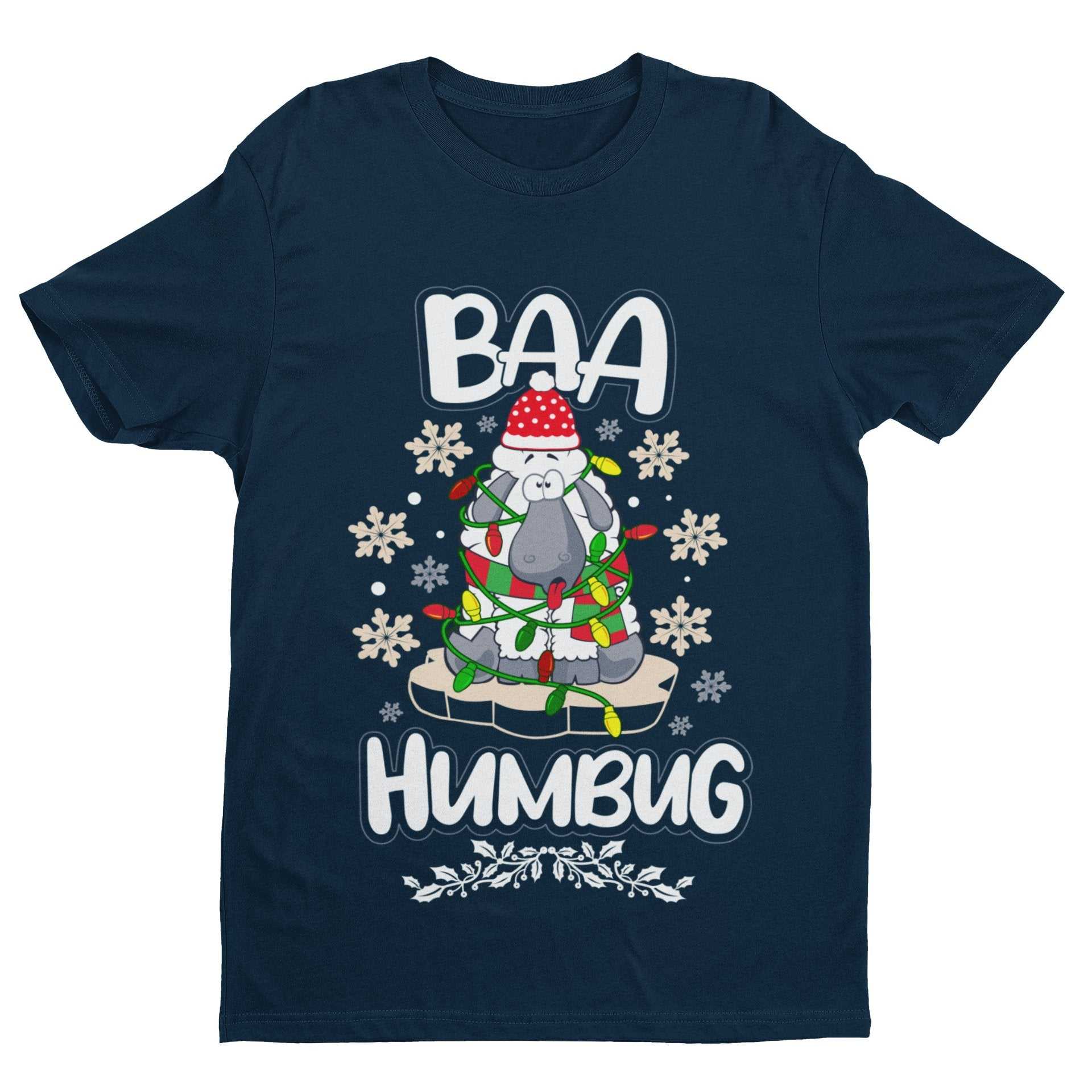 Funny Christmas T-Shirt Baa Humbug Bah Parody Scrooge Sheep joke Gift Dad T-Shirt