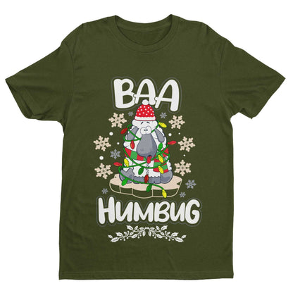 Funny Christmas T-Shirt Baa Humbug Bah Parody Scrooge Sheep joke Gift Dad T-Shirt