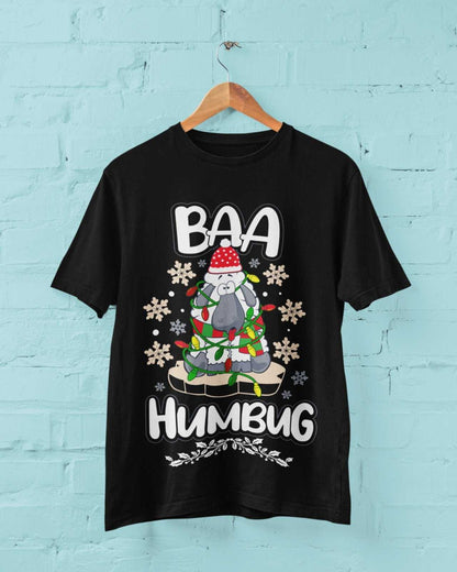 Funny Christmas T-Shirt Baa Humbug Bah Parody Scrooge Sheep joke Gift Dad T-Shirt