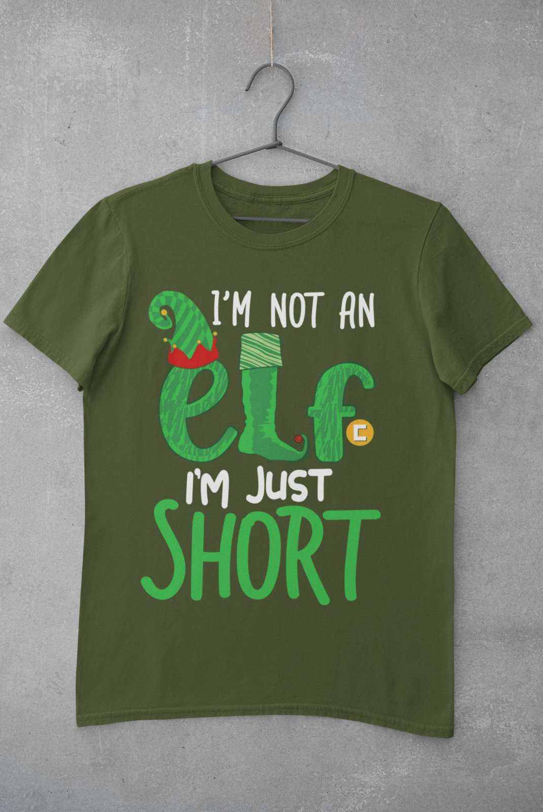 Funny Christmas T-Shirt I'm Not An Elf I'm Just Short Gift Novelty Xmas T-Shirt