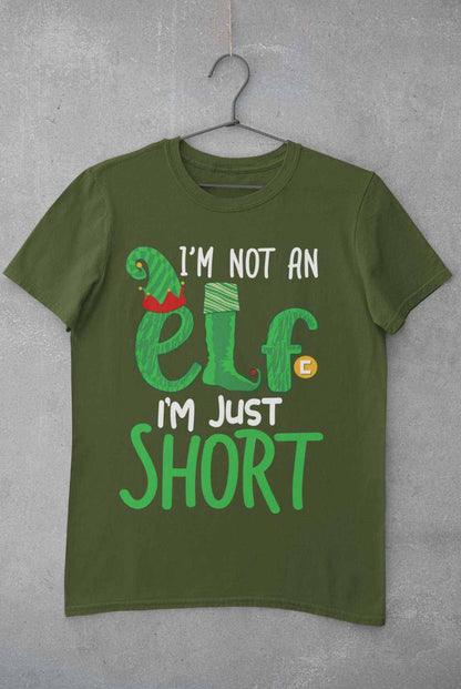 Funny Christmas T-Shirt I'm Not An Elf I'm Just Short Gift Novelty Xmas T-Shirt