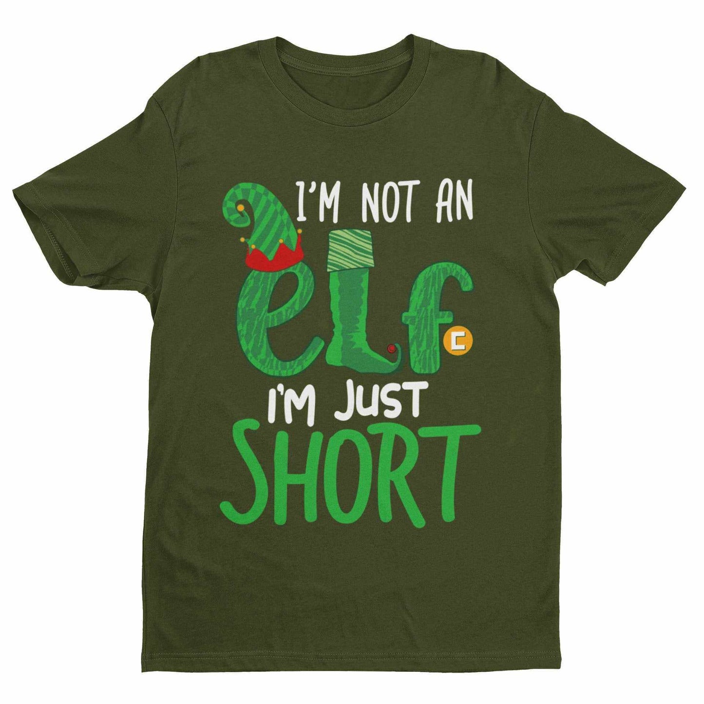 Funny Christmas T-Shirt I'm Not An Elf I'm Just Short Gift Novelty Xmas T-Shirt