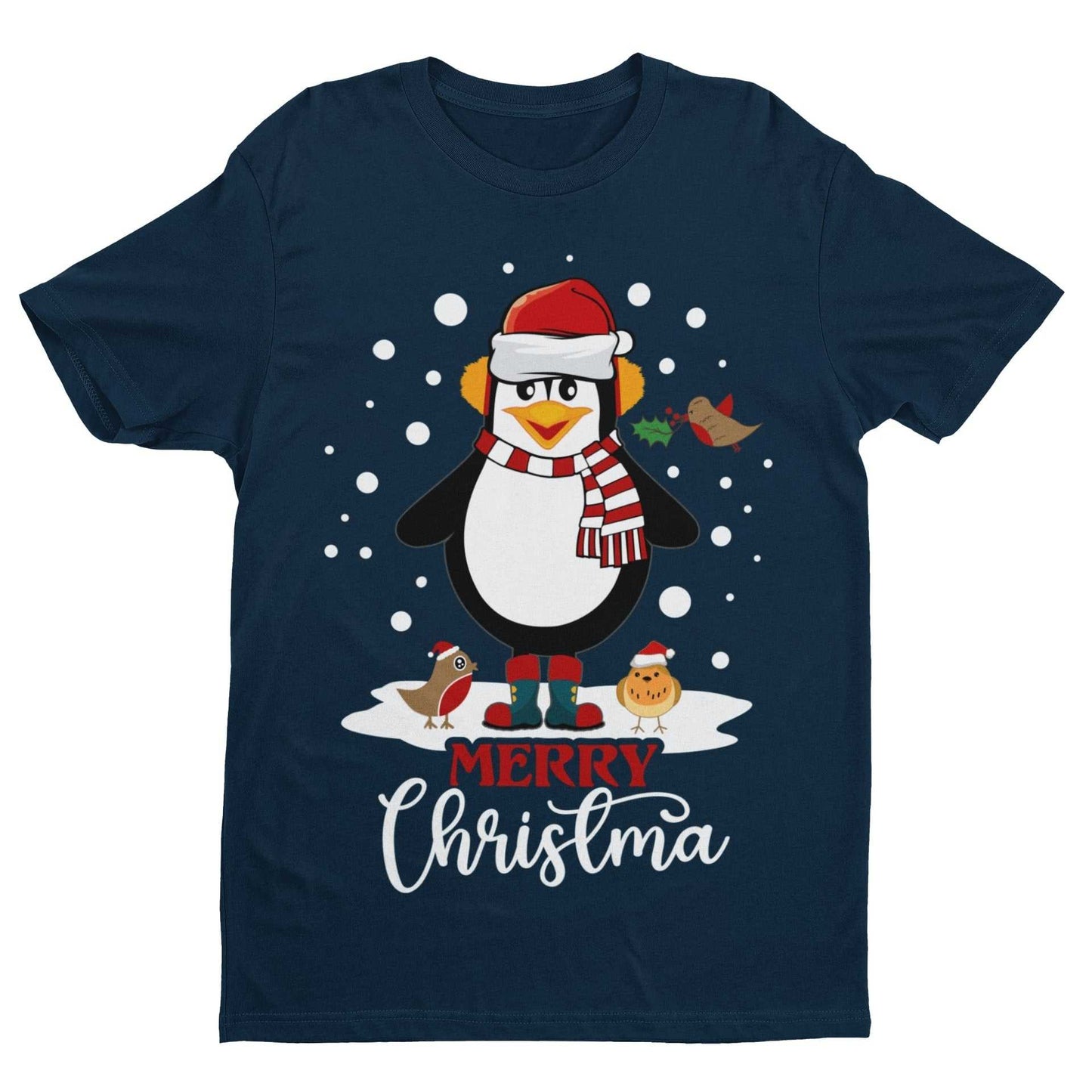 Funny Cute Christmas T-Shirt MERRY CHRISTMA Penguin Novelty Gift XMas T-Shirt