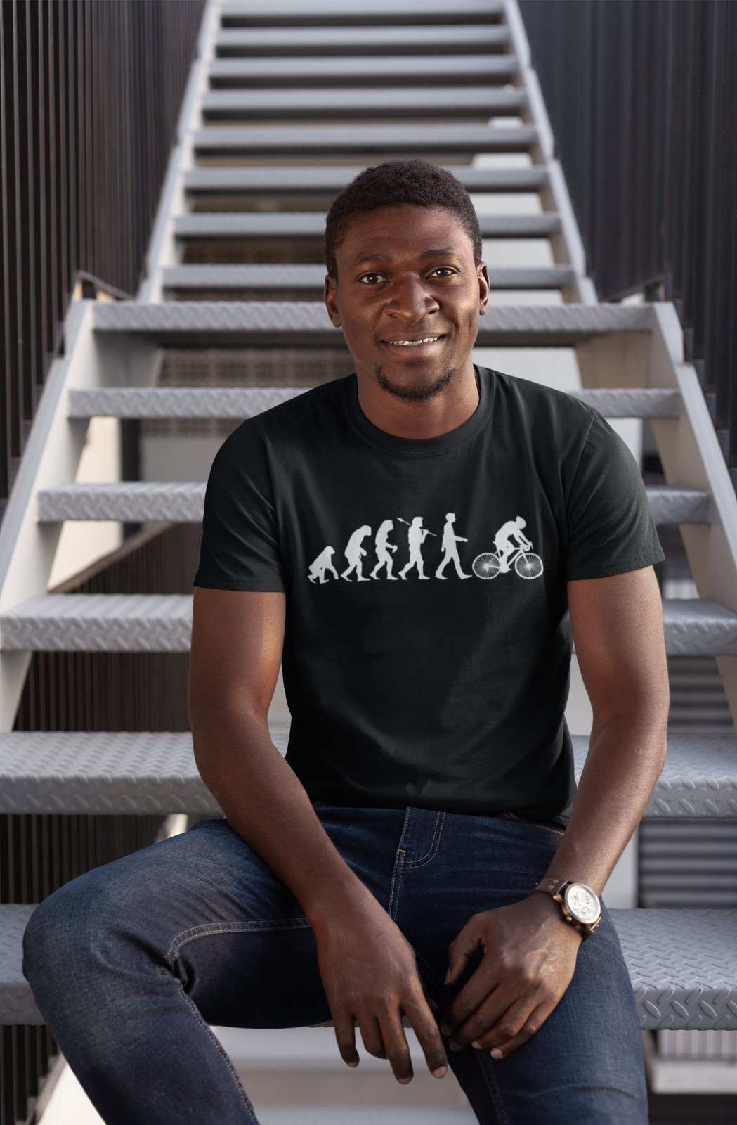 Funny Cycling T-Shirt Evolution Of Cycling Ape To Man Darwin Design Cyclist Gift T-Shirt