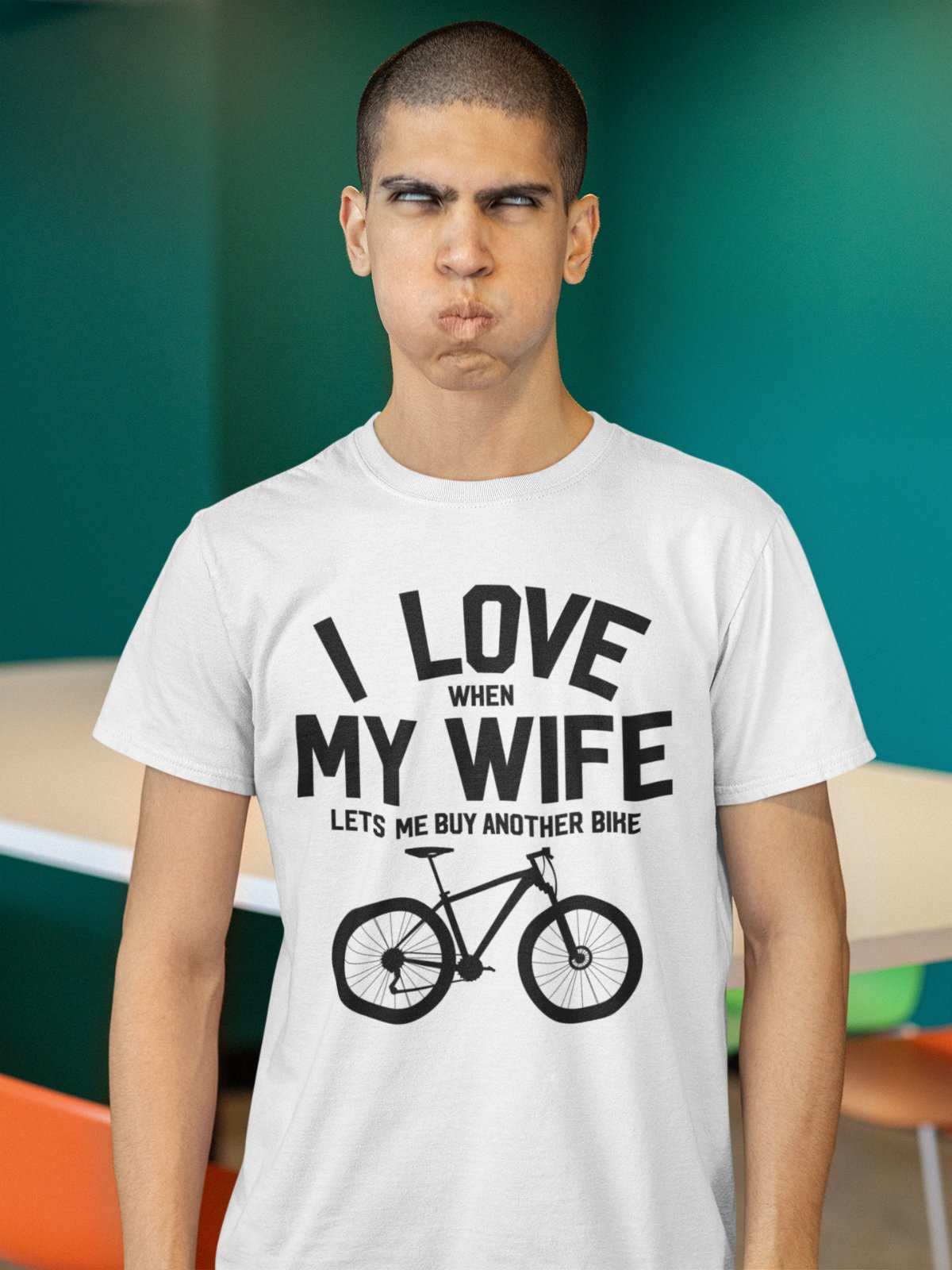 Funny Cycling T-Shirt I Love When My Wife Lets Me Buy Another Bike Dad Joke Gift T-Shirt