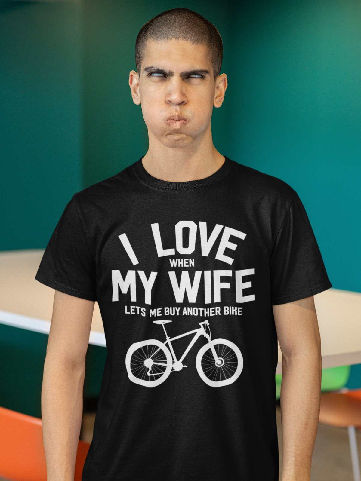 Funny Cycling T-Shirt I Love When My Wife Lets Me Buy Another Bike Dad Joke Gift T-Shirt