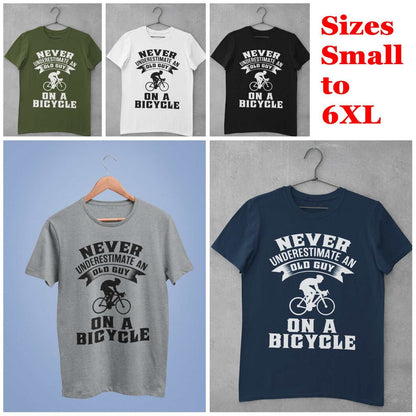 Funny Dad Cycling T-Shirt Never Underestimate An Old Guy On A Bicycle Gift T-Shirt