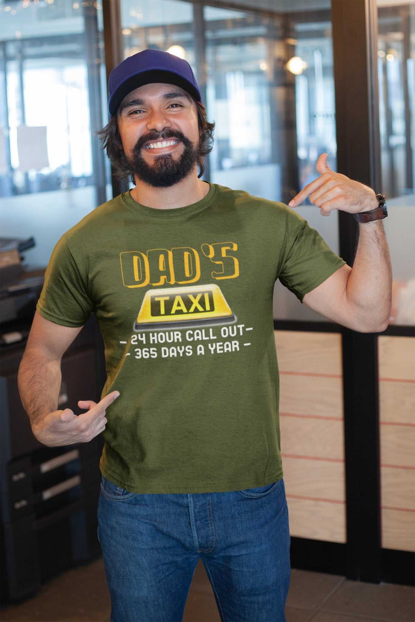 Funny Dads Taxi T-Shirt 24 Hour Call - outs 365 Days A Year Dad Fathers Gift T-Shirt