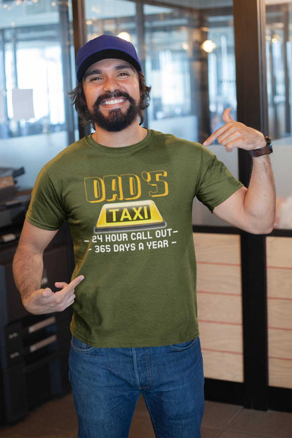 Funny Dads Taxi T-Shirt 24 Hour Call - outs 365 Days A Year Dad Fathers Gift T-Shirt