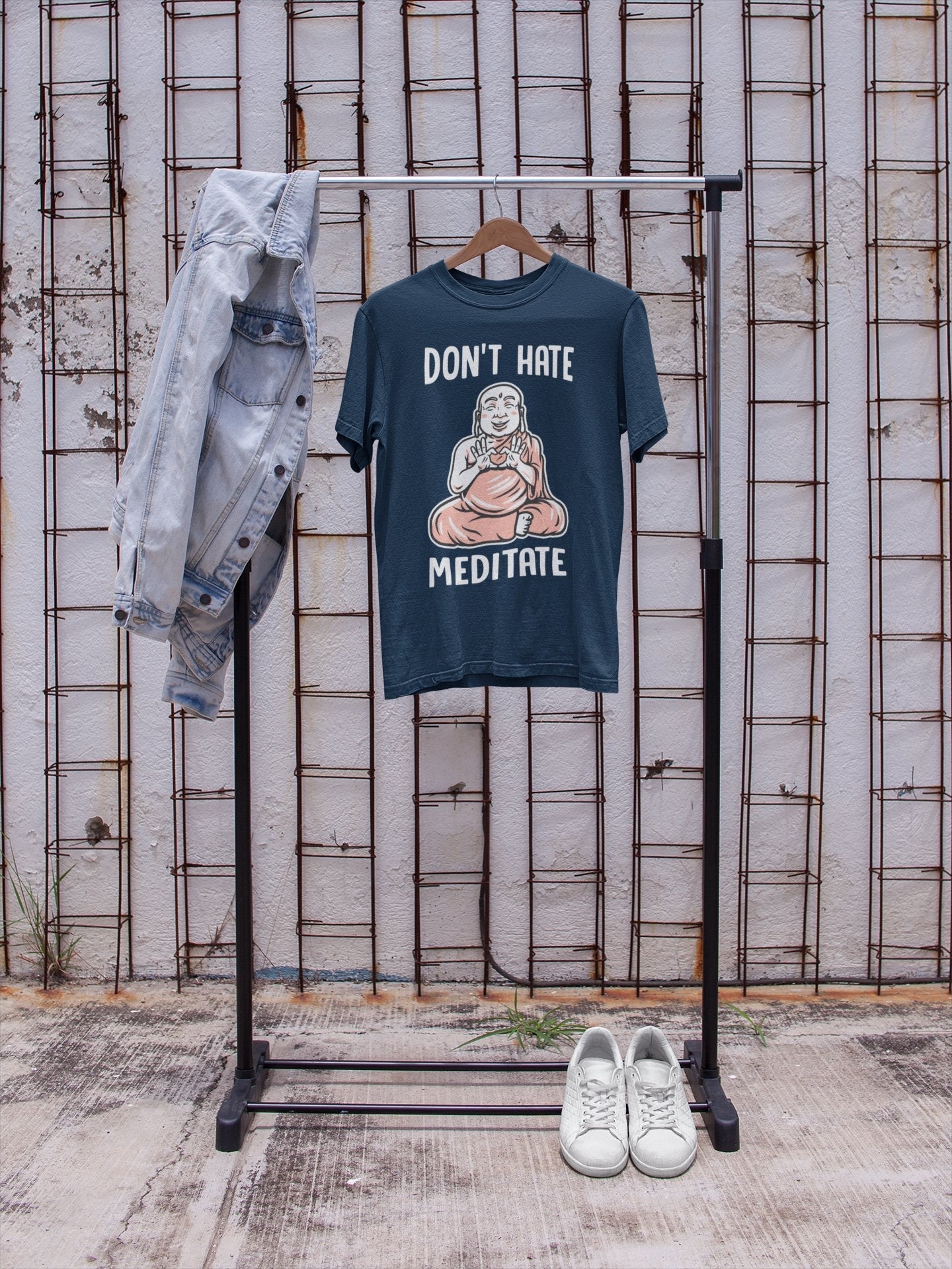 Funny Don't Hate Meditate T-Shirt Buddah Yoga Mindfulness Wellness Meditation