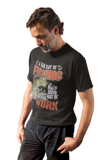 Funny Fishing T-Shirt A Bad Days Fishing Beats A Good Days Work Gift Angler T-Shirt