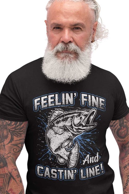 Funny Fishing T-Shirt Feelin' Fine And Castin Line Fisherman Angler Gift T-Shirt