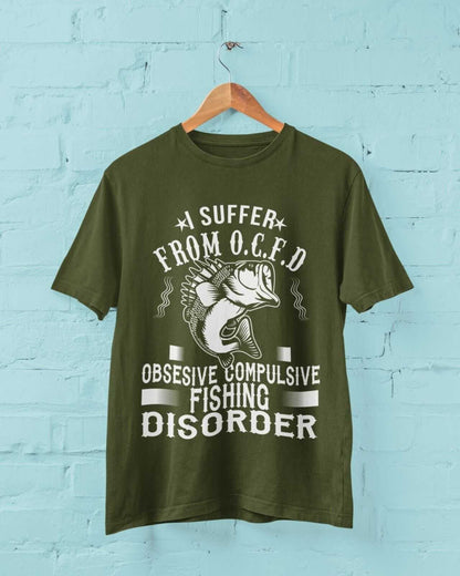 Funny Fishing T-Shirt I SUFFER FROM OCFD OBSESIVE COMPULSIVE FISHING DISORDER T-Shirt Gift