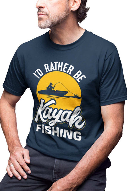 Funny Fishing T-Shirt I'd Rather Be KAYAK Fishing Gift Fisherman Angler T-Shirt