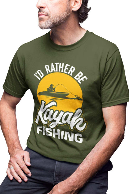 Funny Fishing T-Shirt I'd Rather Be KAYAK Fishing Gift Fisherman Angler T-Shirt