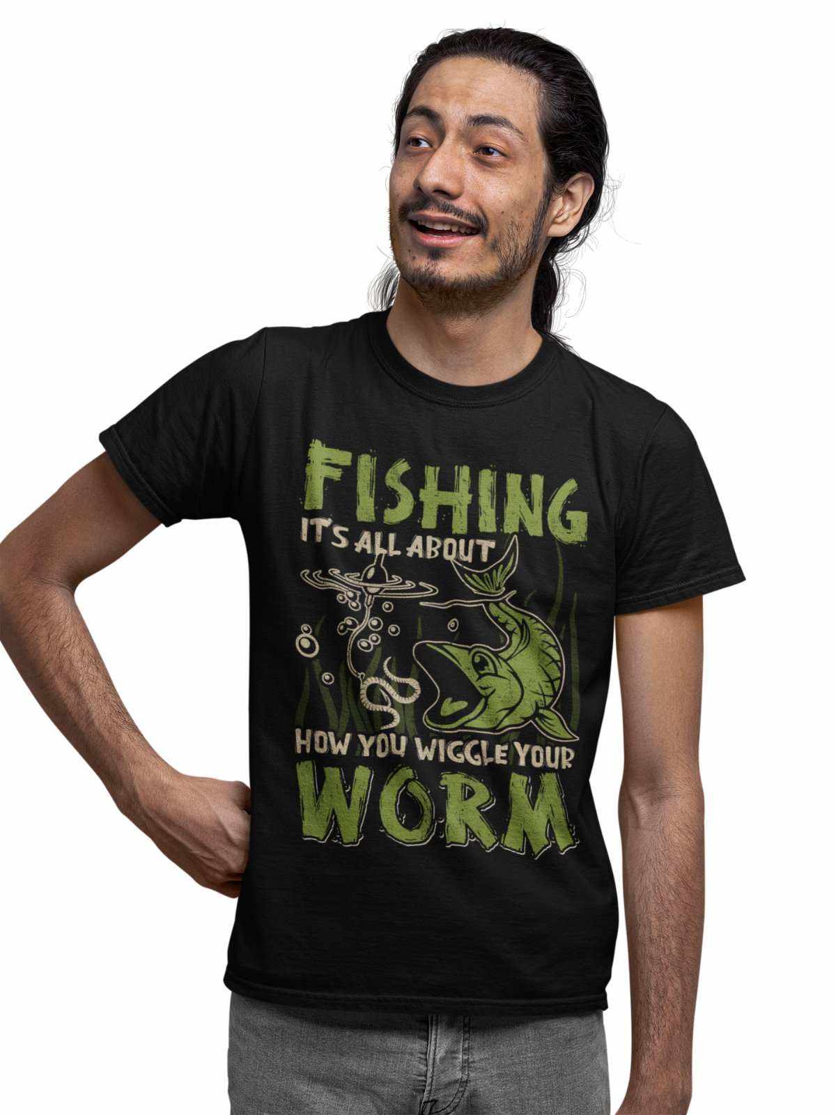 Funny Fishing T-Shirt It's All About How You Wiggle Your Worm Rude Naughty Gift T-Shirt