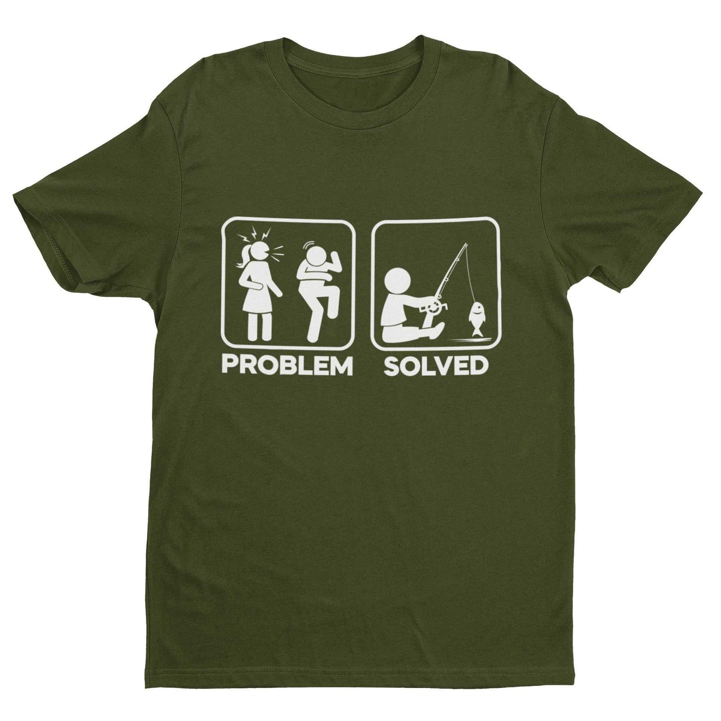 Funny Fishing T-Shirt PROBLEM SOLVED Nagging Wife go Angling Gift Fisherman T-Shirt