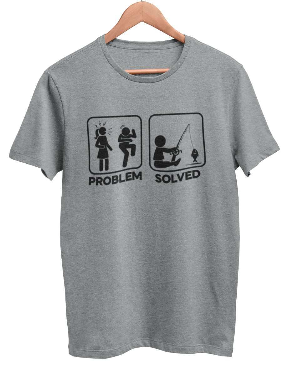 Funny Fishing T-Shirt PROBLEM SOLVED Nagging Wife go Angling Gift Fisherman T-Shirt