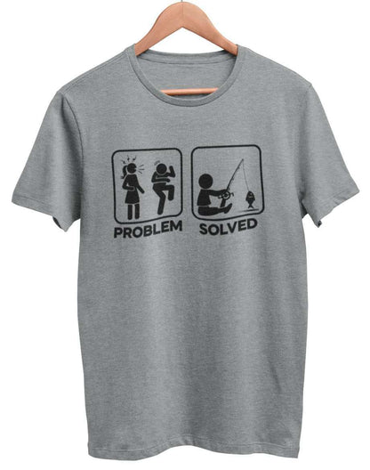 Funny Fishing T-Shirt PROBLEM SOLVED Nagging Wife go Angling Gift Fisherman T-Shirt
