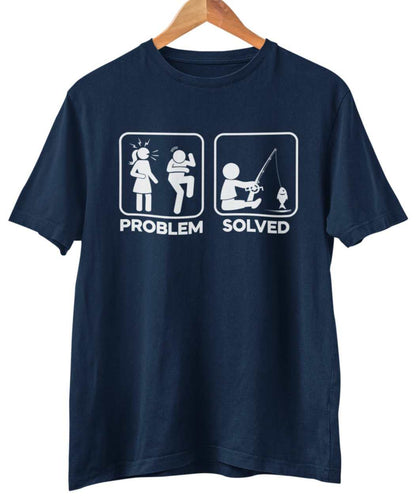 Funny Fishing T-Shirt PROBLEM SOLVED Nagging Wife go Angling Gift Fisherman T-Shirt