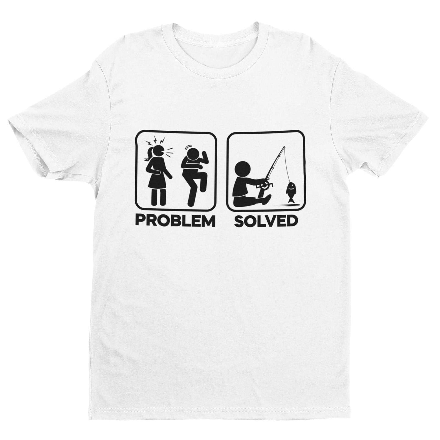 Funny Fishing T-Shirt PROBLEM SOLVED Nagging Wife go Angling Gift Fisherman T-Shirt