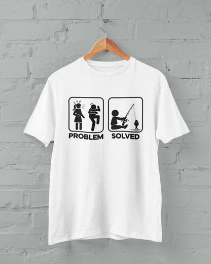 Funny Fishing T-Shirt PROBLEM SOLVED Nagging Wife go Angling Gift Fisherman T-Shirt