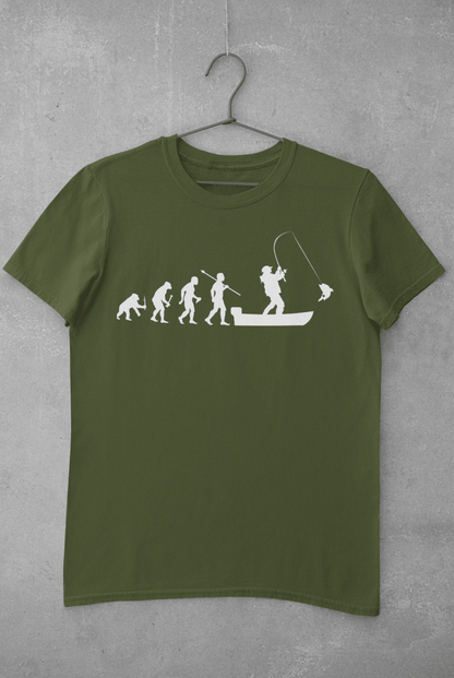 Funny Fishing T-Shirt The Evolution of Man To Boat Fisherman Gift Angler T-Shirt
