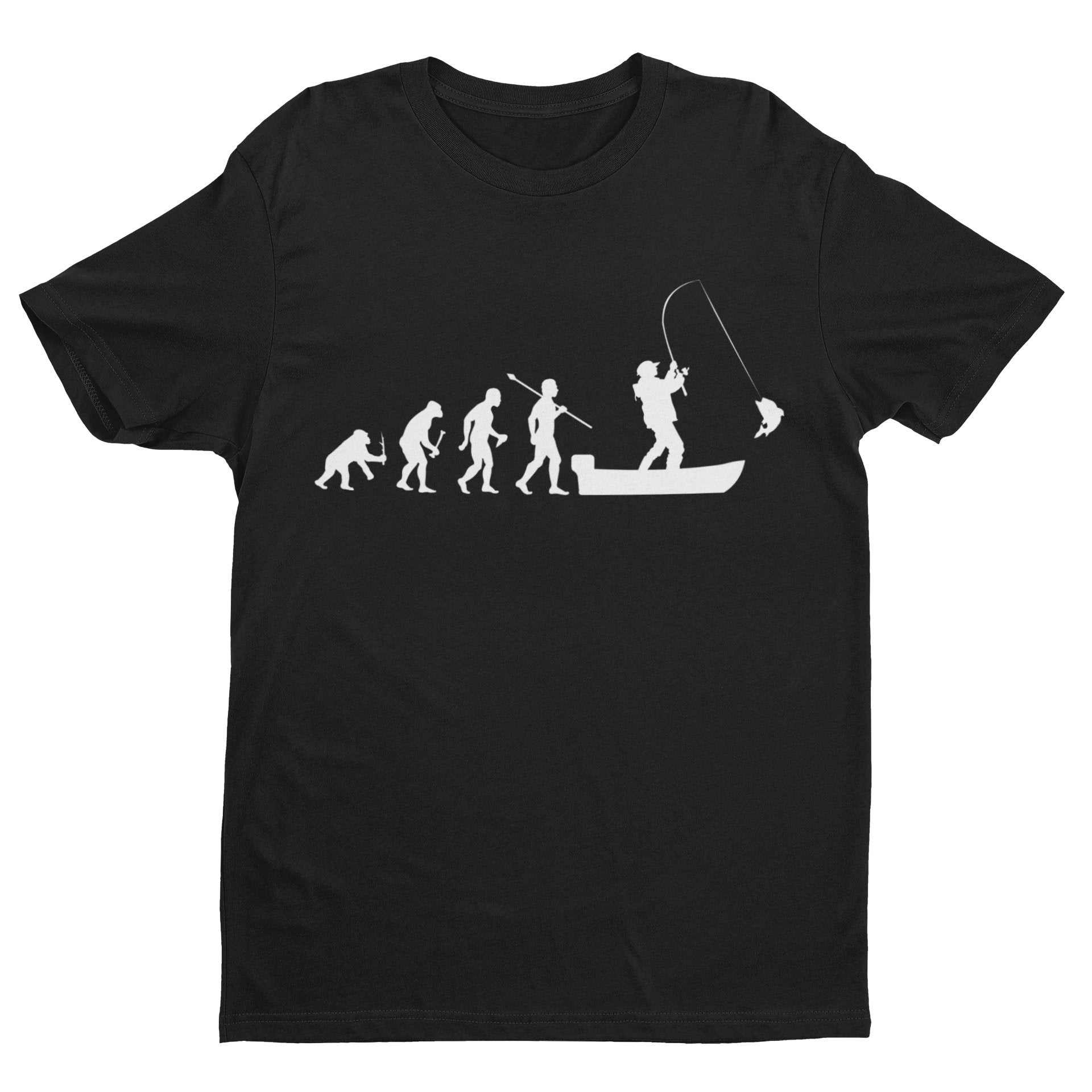 Funny Fishing T-Shirt The Evolution of Man To Boat Fisherman Gift Angler T-Shirt