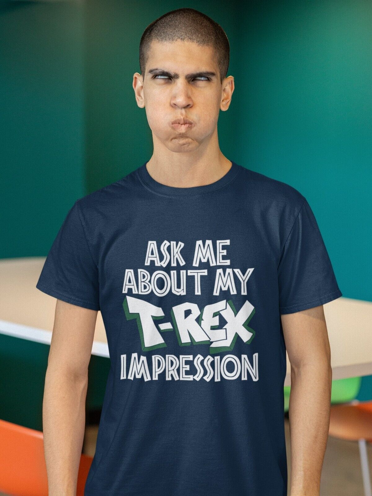 Funny Flip T-Shirt ASK ME ABOUT MY T - REX IMPRESSION Costume T-Shirt Dinosaur T-Shirt T-Shirt