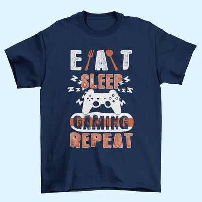Funny Gamer T-Shirt EAT SLEEP GAMING REPEAT Sizes Small to 6XL Video Games Gift T-Shirt