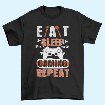 Funny Gamer T-Shirt EAT SLEEP GAMING REPEAT Sizes Small to 6XL Video Games Gift T-Shirt