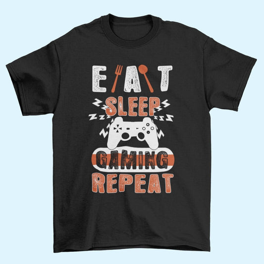 Funny Gamer T-Shirt EAT SLEEP GAMING REPEAT Sizes Small to 6XL Video Games Gift T-Shirt
