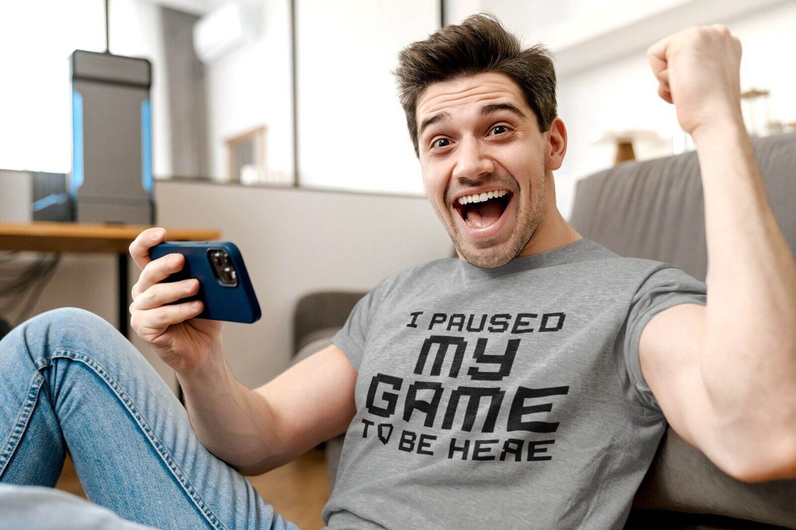 Funny Gamer T-Shirt I PAUSED MY GAME TO BE HERE Small to 6XL Video Gaming Gift T-Shirt