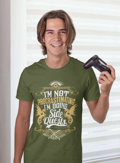 Funny Gamer T‑Shirt - “I’m Not Procrastinating, I’m Doing Side Quests” Unisex T-Shirt T-Shirt