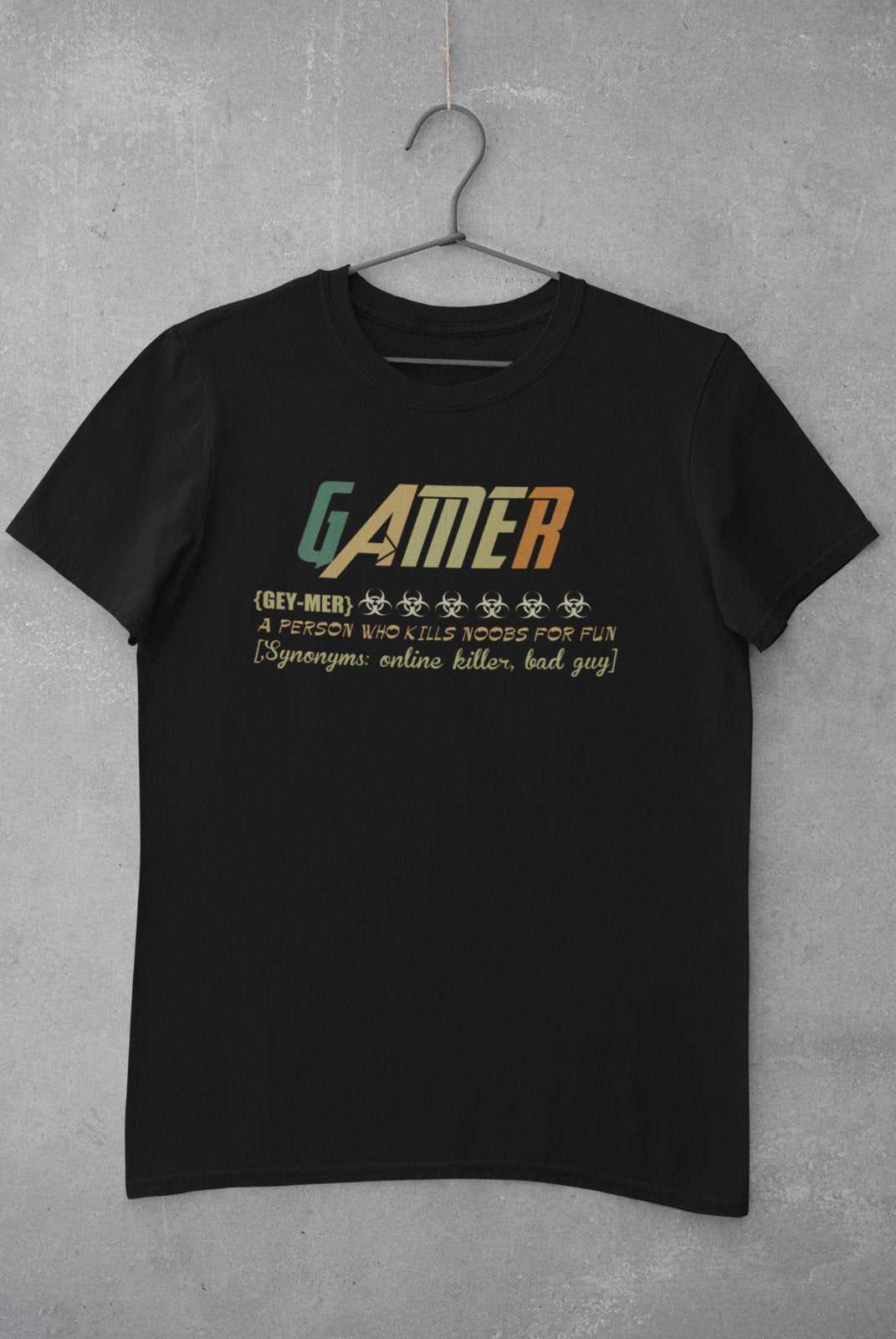Funny Gaming T-Shirt GAMER DICTIONARY DEFINITION Kills Noobs For Fun Gey - Mer T-Shirt
