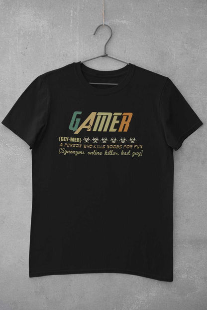 Funny Gaming T-Shirt GAMER DICTIONARY DEFINITION Kills Noobs For Fun Gey - Mer T-Shirt