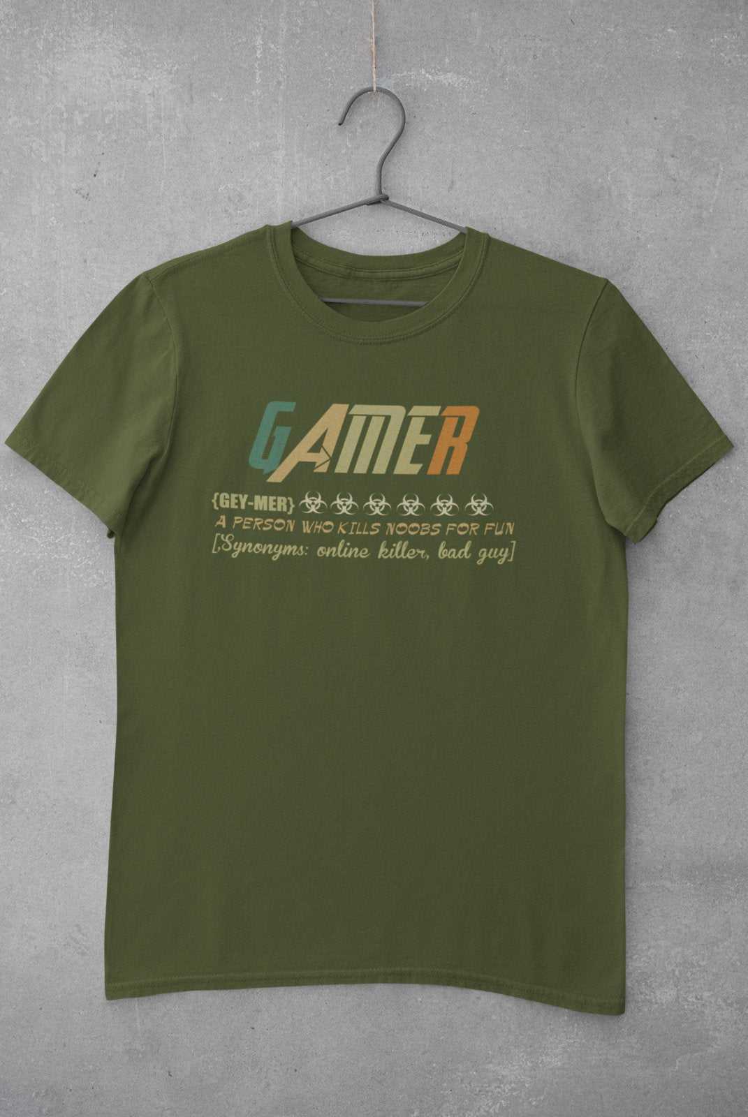 Funny Gaming T-Shirt GAMER DICTIONARY DEFINITION Kills Noobs For Fun Gey - Mer T-Shirt
