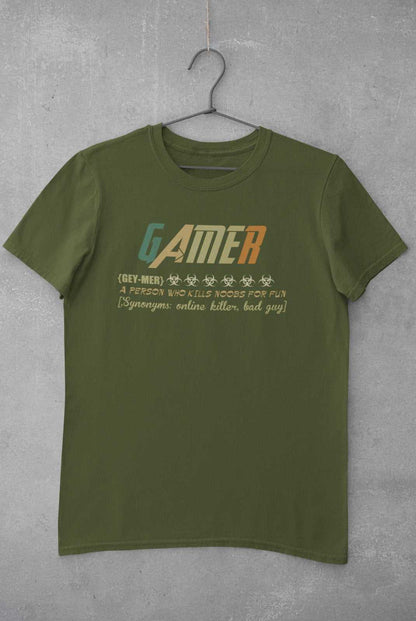 Funny Gaming T-Shirt GAMER DICTIONARY DEFINITION Kills Noobs For Fun Gey - Mer T-Shirt