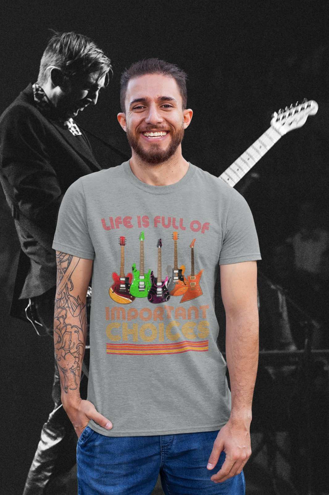 Funny Guitar Player T-Shirt Life Is Full Of Important Choices Guitars Gift T-Shirt