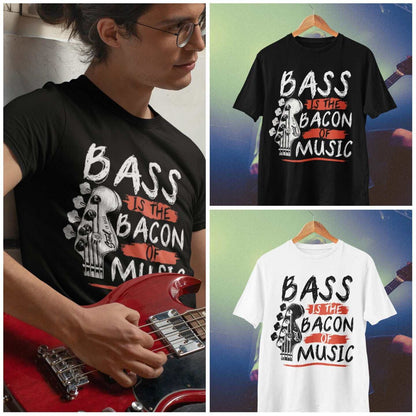Funny Guitar T-Shirt Bass Is The Bacon Of Music Bassist Musician Gift T-Shirt