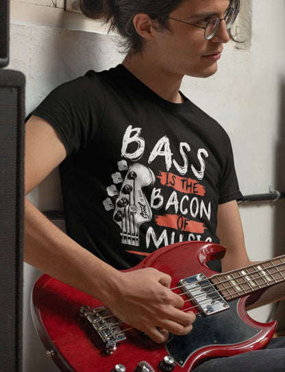 Funny Guitar T-Shirt Bass Is The Bacon Of Music Bassist Musician Gift T-Shirt