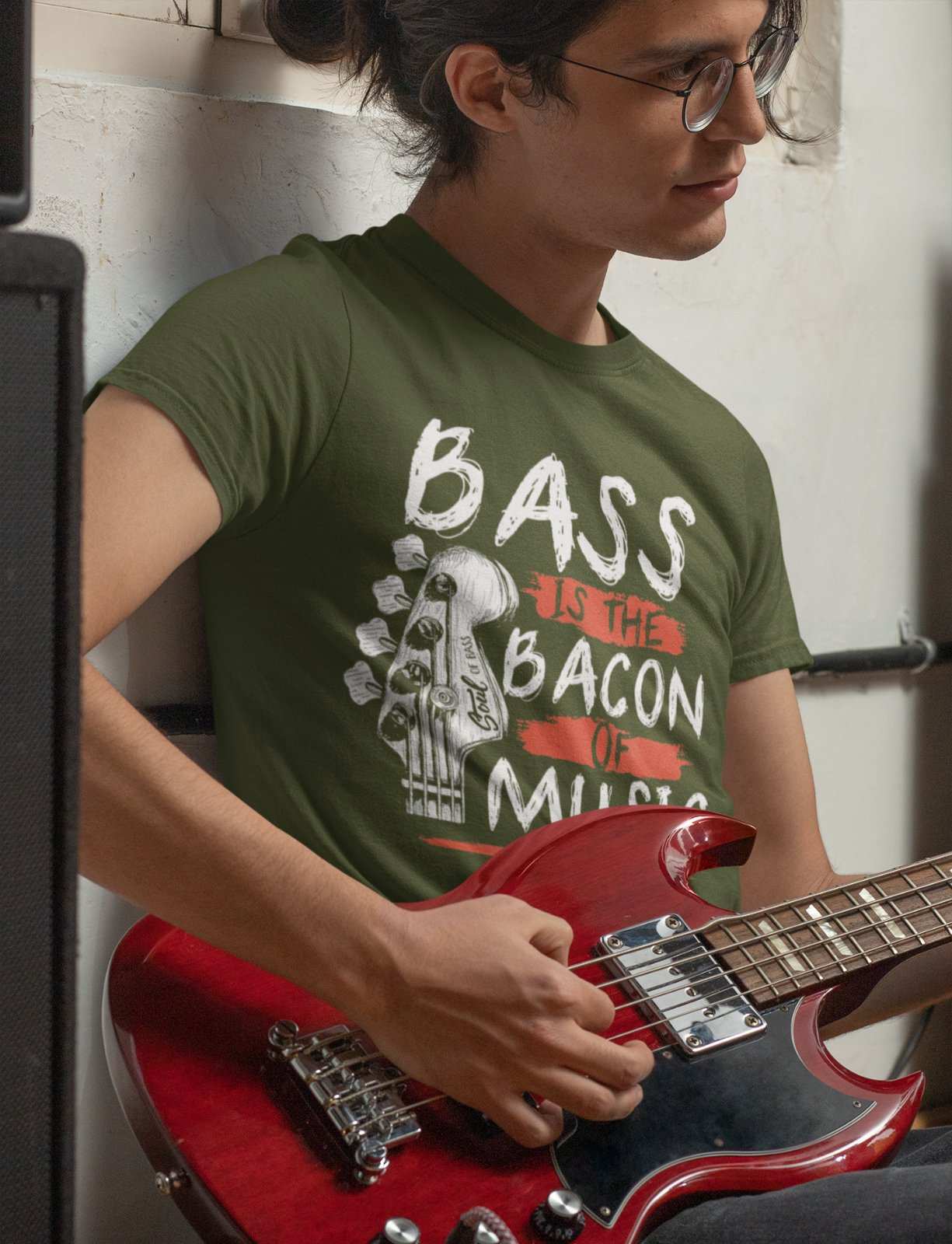 Funny Guitar T-Shirt Bass Is The Bacon Of Music Bassist Musician Gift T-Shirt