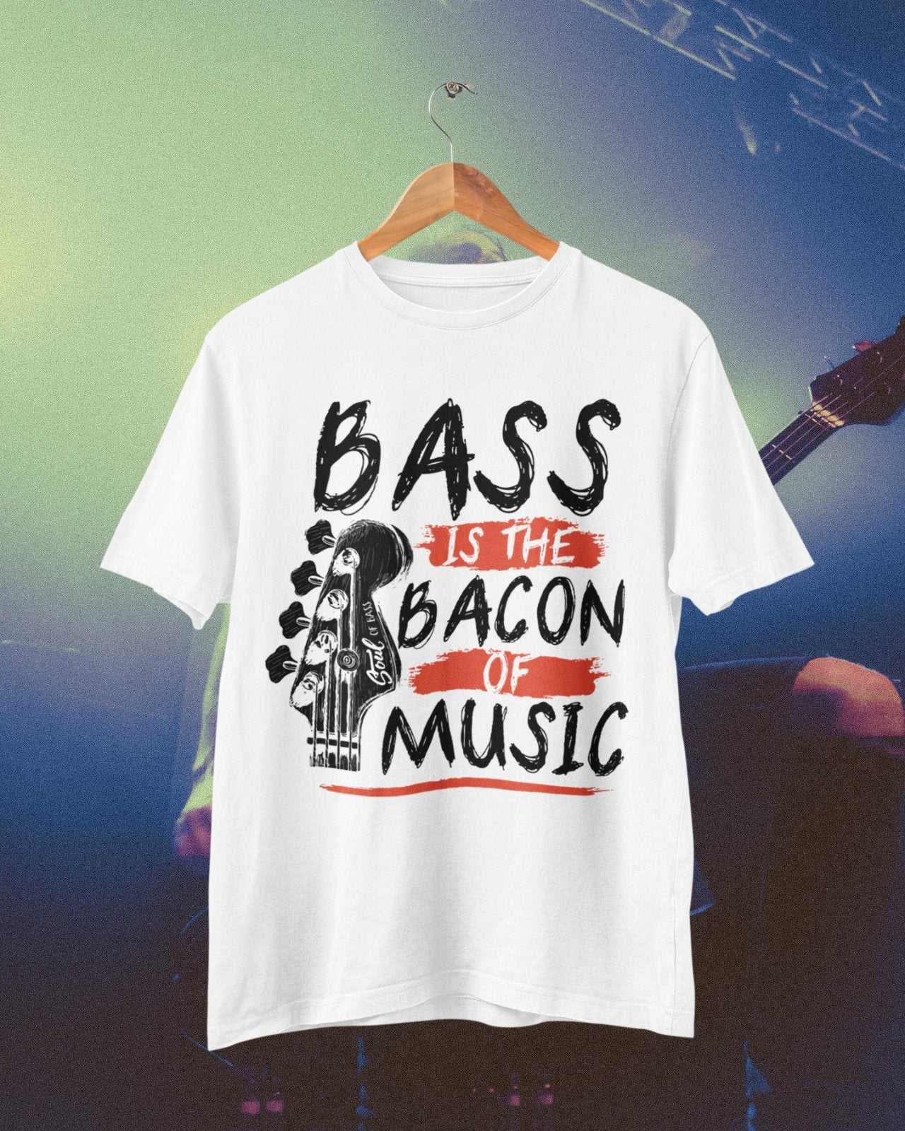 Funny Guitar T-Shirt Bass Is The Bacon Of Music Bassist Musician Gift T-Shirt