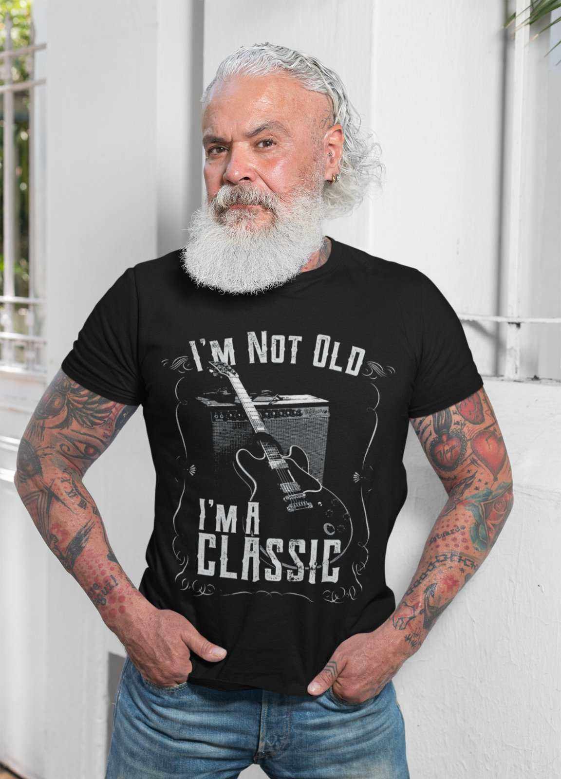 Funny Guitar T-Shirt I'm Not Old I'm A Classic Amp Retro Guitarist Dad Grandad T-Shirt Gift