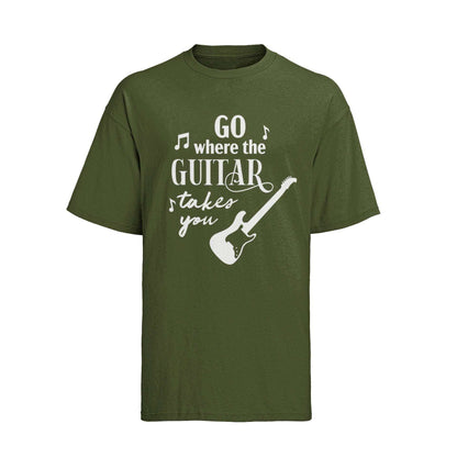 Funny Guitarist Go Where The Guitar Takes You T-Shirt Musician Gift Player T-Shirt