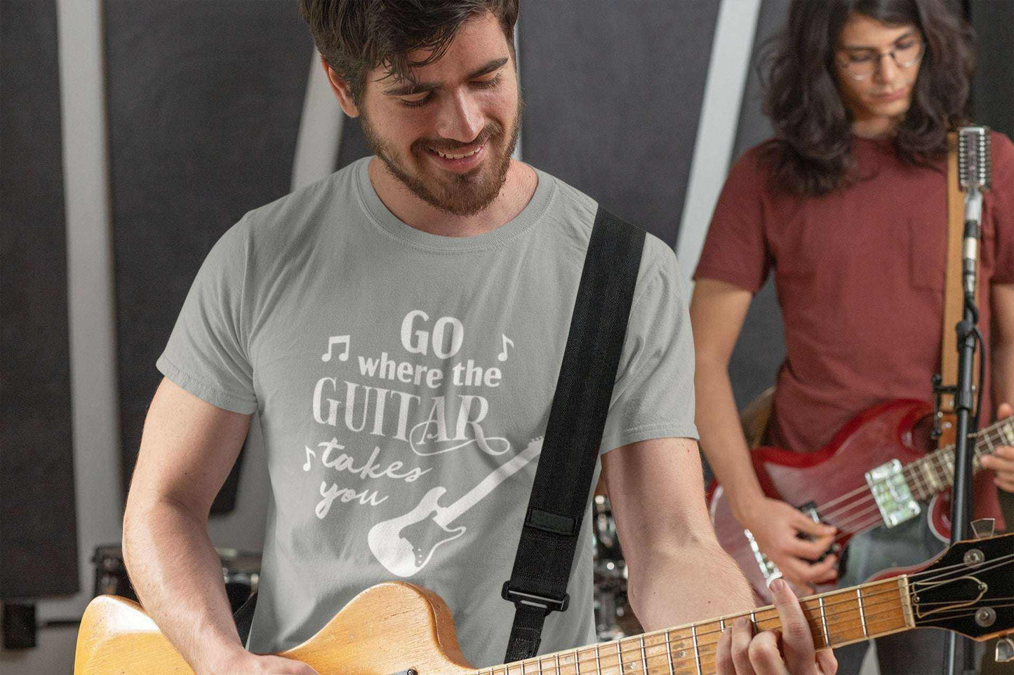 Funny Guitarist Go Where The Guitar Takes You T-Shirt Musician Gift Player T-Shirt