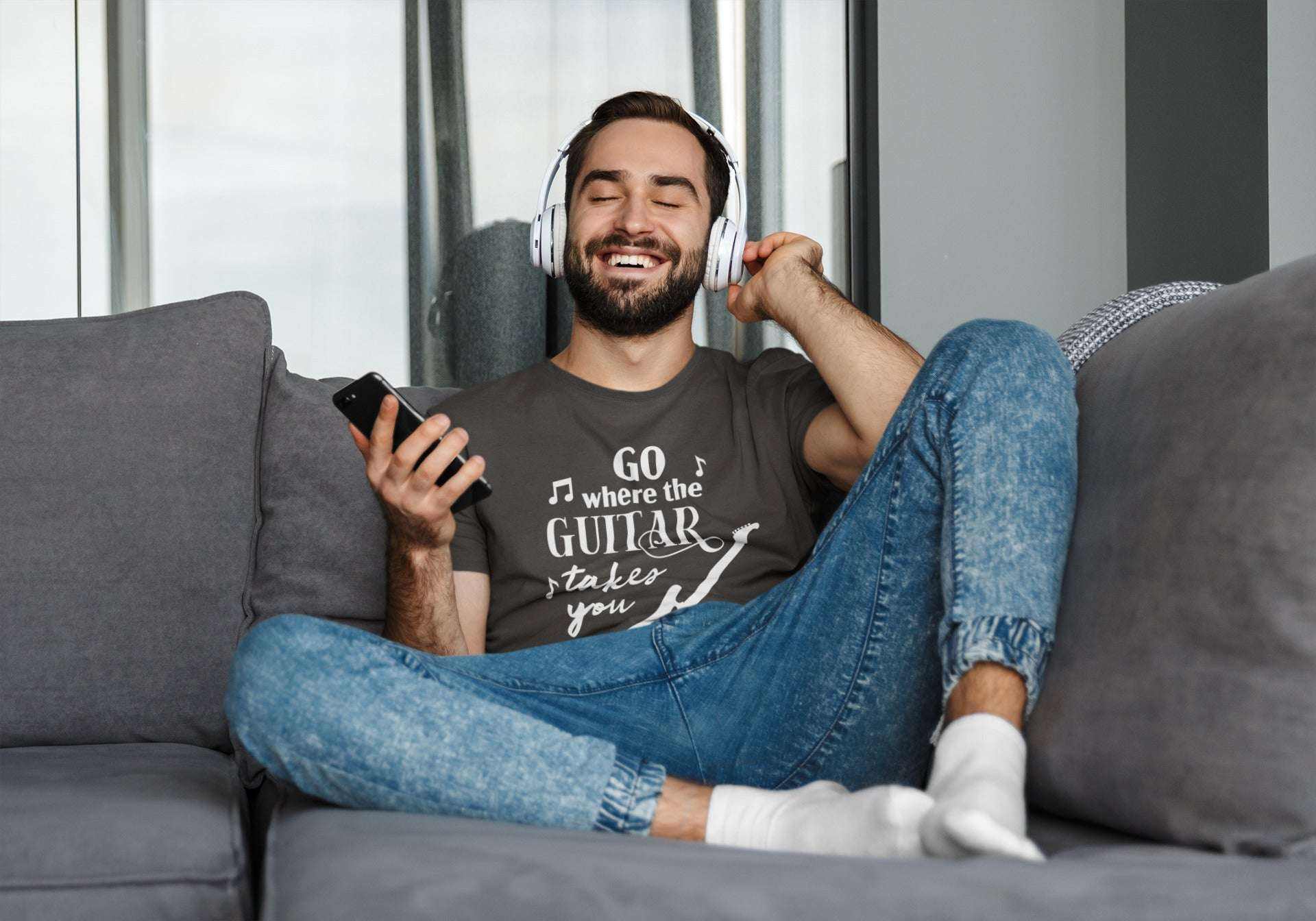 Funny Guitarist Go Where The Guitar Takes You T-Shirt Musician Gift Player T-Shirt