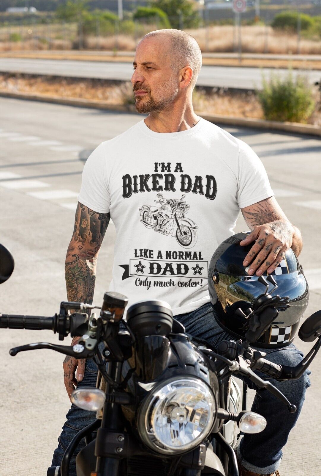 Funny I'M A BIKER DAD LIKE A NORMAL DAD ONLY MUCH COOLER T-Shirt Motorcycle gift T-Shirt