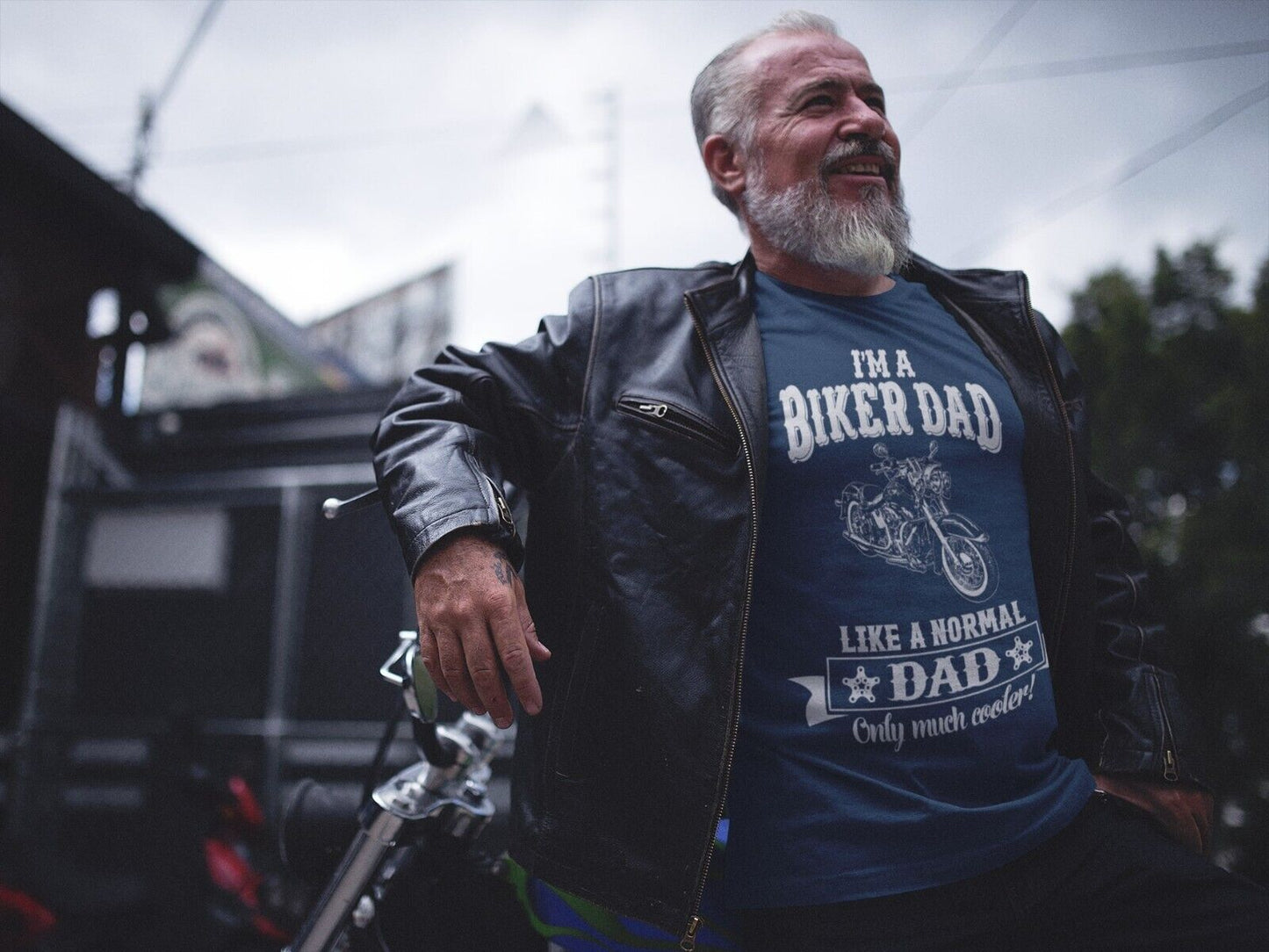 Funny I'M A BIKER DAD LIKE A NORMAL DAD ONLY MUCH COOLER T-Shirt Motorcycle gift T-Shirt
